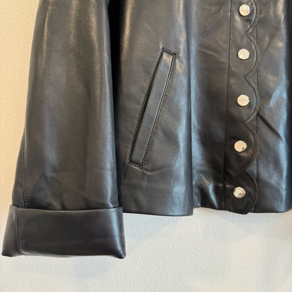 Chico’s Scallop Trim Faux Leather Shacket Modern Chic Edgy 6 - Picture 4 of 11